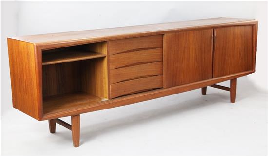 Gunni Omann for Axel Christensen Odder. A mid 20th century teak sideboard, W.7ft 10in. D.1ft 7in. H.2ft 8in.